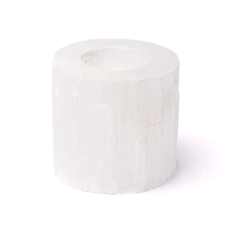 Selenīta apaļš svečturis ±7x7x7cm