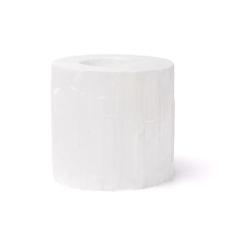 Selenīta apaļš svečturis ±7x7x7cm