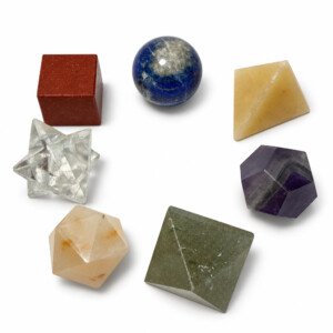 Čakru kristālu komplekts: 7 sakrālās ģeometrijas figūras ≈2 cm