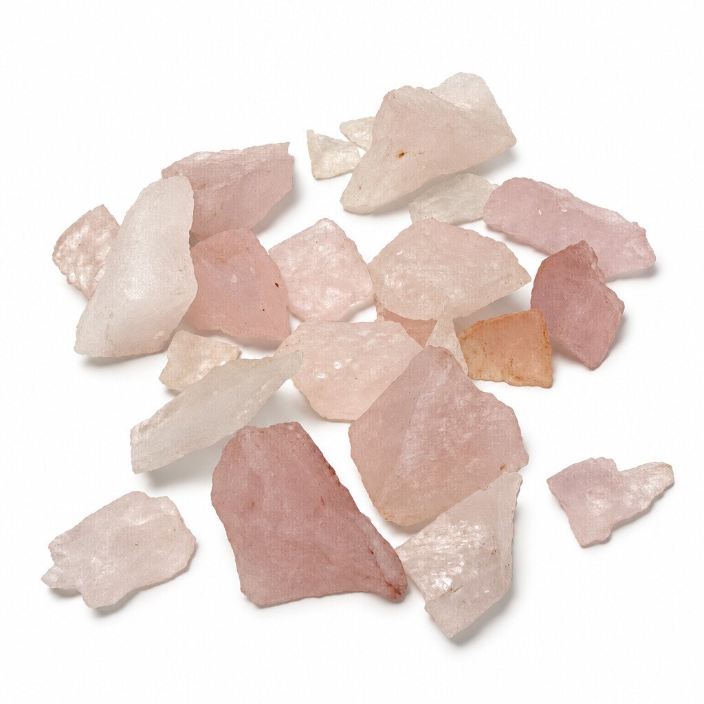 Rožinio kvarco skaldelės ≈0,5–1,5 cm