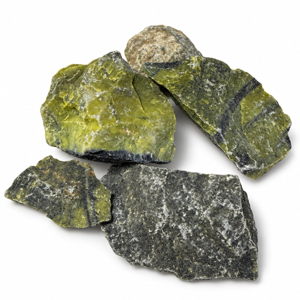 Neapstrādāts serpentinīts 3 līdz 8 cm