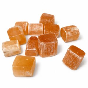 Oranžā selenīta pulēti akmeņi 1,5 līdz 3,5 cm