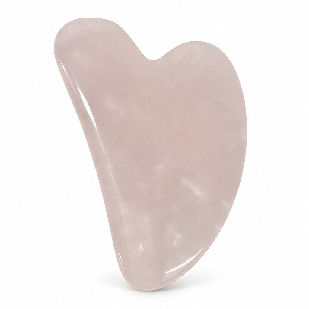 Rozā kvarca gua sha masāžas akmens