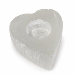 Selenite Heart-Shaped Candle Holder ±8×7×5 cm